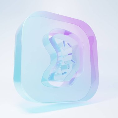 Frosted glass Bacteria icon isolated on white background. Bacteria and germs, microorganism disease causing, cell cancer, microbe, virus, fungi. Minimalism concept. 3D render illustration .