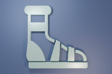 Grey Slippers with socks icon isolated on purple-blue background. Beach slippers sign. Flip flops. Minimalism concept. 3D render illustration .