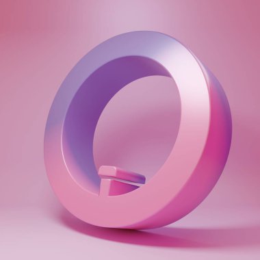 Purple-pink Bicycle wheel icon isolated on pink background. Bike race. Wheel tire air. Sport equipment. Minimalism concept. 3D render illustration .