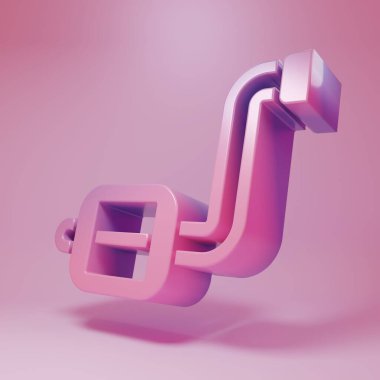Purple-pink Bicycle pedal icon isolated on pink background. Minimalism concept. 3D render illustration .