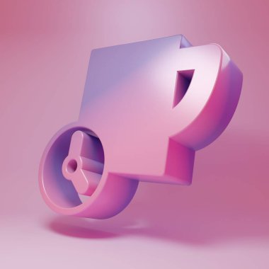 Purple-pink Time management icon isolated on pink background. Clock and coffee cup sign. Productivity symbol. Minimalism concept. 3D render illustration .