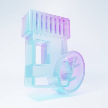 Frosted glass Vitamin complex of pill capsule icon isolated on white background. Healthy lifestyle. Minimalism concept. 3D render illustration .