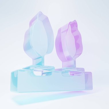 Frosted glass Trees icon isolated on white background. Forest symbol. Minimalism concept. 3D render illustration .