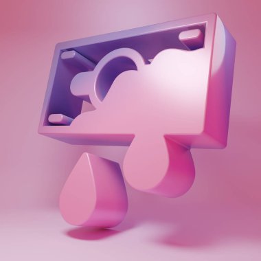Purple-pink Bloody money icon isolated on pink background. Minimalism concept. 3D render illustration .