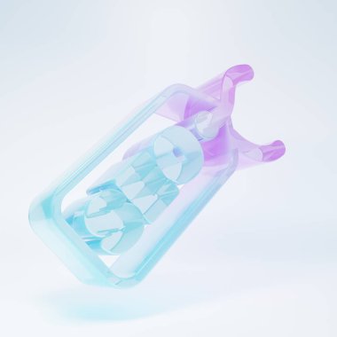 Frosted glass SEO optimization icon isolated on white background. Minimalism concept. 3D render illustration .