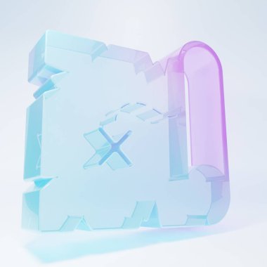 Frosted glass Pirate treasure map icon isolated on white background. Minimalism concept. 3D render illustration.