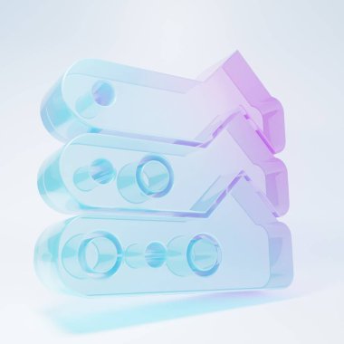 Frosted glass Graph, schedule, chart, diagram, infographic, pie graph icon isolated on white background. Minimalism concept. 3D render illustration.