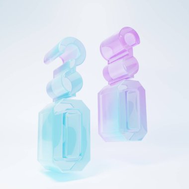 Frosted glass Earrings icon isolated on white background. Jewelry accessories. Minimalism concept. 3D render illustration.