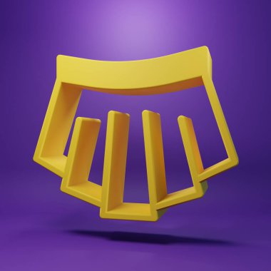 Yellow Skirt icon isolated on purple background. Minimalism concept. 3D render illustration.