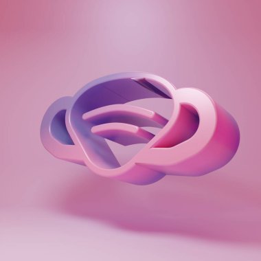 Purple-pink Medical protective mask icon isolated on pink background. Minimalism concept. 3D render illustration.
