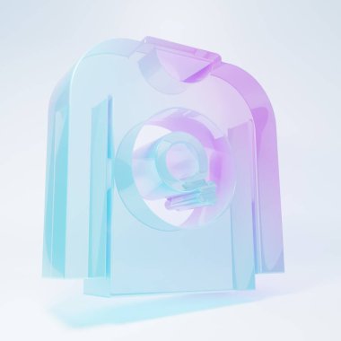 Frosted glass Feminist shirt icon isolated on white background. Fight for freedom, independence, equality. Minimalism concept. 3D render illustration.