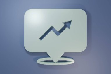 Gri Finansal büyüme ikonu mor-mavi arka planda izole edildi. Gelirleri arttırıyorum. Minimalizm kavramı. 3 Boyutlu resimleme.