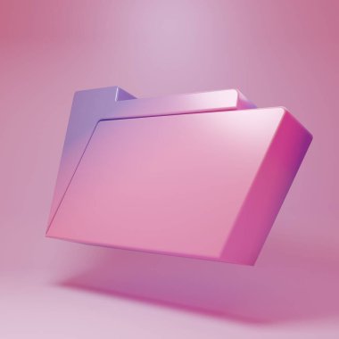 Purple-pink Document folder icon isolated on pink background. Accounting binder symbol. Bookkeeping management. Minimalism concept. 3D render illustration.