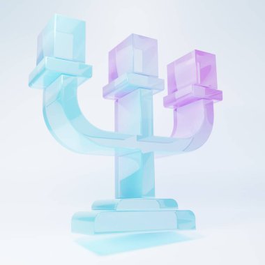 Frosted glass Candlestick icon isolated on white background. Minimalism concept. 3D render illustration.