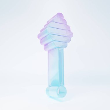 Frosted glass Honey dipper stick icon isolated on white background. Honey ladle. Minimalism concept. 3D render illustration.