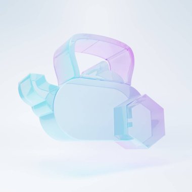 Frosted glass Tea kettle with honey icon isolated on white background. Sweet natural food. Minimalism concept. 3D render illustration.