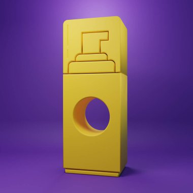 Yellow Shaving gel foam icon isolated on purple background. Shaving cream. Minimalism concept. 3D render illustration.