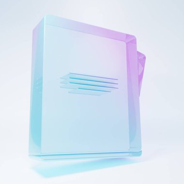 Frosted glass Notebook icon isolated on white background. Spiral notepad icon. School notebook. Writing pad. Diary for school. Minimalism concept. 3D render illustration.