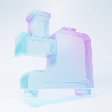 Frosted glass Kitchen meat grinder icon isolated on white background. Minimalism concept. 3D render illustration.