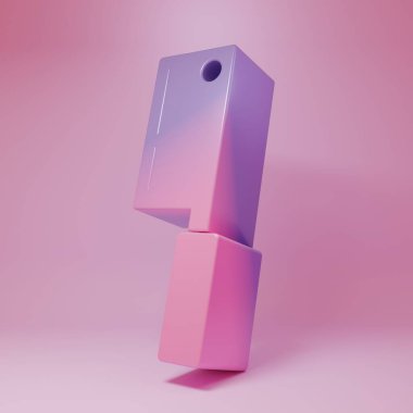 Purple-pink Meat chopper icon isolated on pink background. Kitchen knife for meat. Butcher knife. Happy Halloween party. Minimalism concept. 3D render illustration.