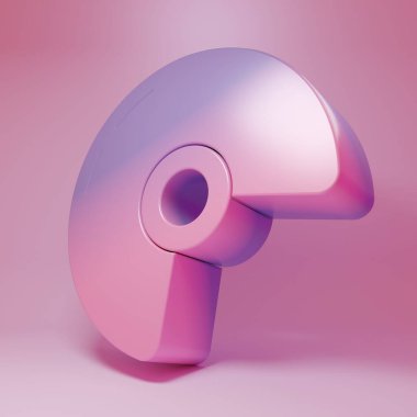 Pembe arka planda izole edilmiş mor-pembe askeri kask ikonu. Ordu şapkasının savunma ve koruma sembolü. Koruyucu şapka. Minimalizm kavramı. 3 Boyutlu resimleme.