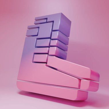Purple-pink Boots icon isolated on pink background. Diving underwater equipment. Minimalism concept. 3D render illustration.