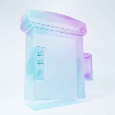 Frosted glass Big flashlight for diver icon isolated on white background. Diving underwater equipment. Minimalism concept. 3D render illustration.