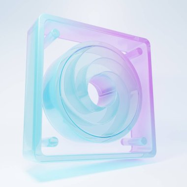 Frosted glass Computer cooler icon isolated on white background. PC hardware fan. Minimalism concept. 3D render illustration.