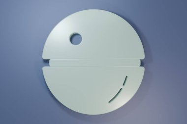 Grey Death star icon isolated on purple-blue background. Minimalism concept. 3D render illustration.