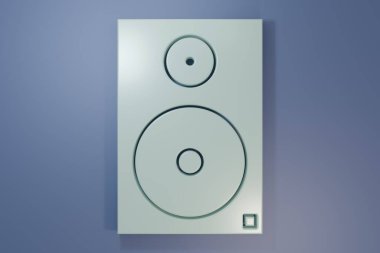 Gri Stereo hoparlör ikonu mor-mavi arkaplanda izole edildi. Ses sistemi hoparlörleri. Müzik ikonu. Müzikal sütun hoparlörü. Minimalizm kavramı. 3 Boyutlu resimleme.