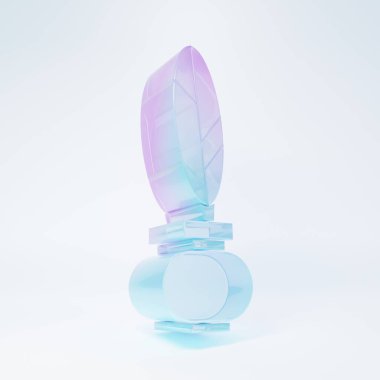 Buzlu cam tüy ve beyaz arka planda izole edilmiş mürekkep ikonu. Minimalizm kavramı. 3 Boyutlu resimleme.