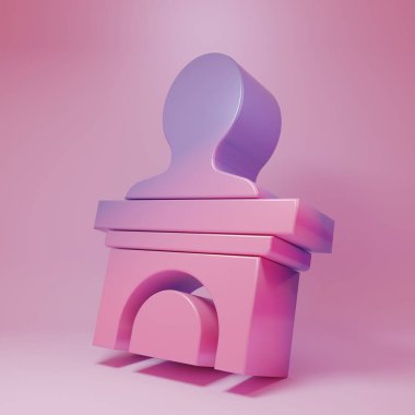 Purple-pink Stage stand or debate podium rostrum icon isolated on pink background. Conference speech tribune. Minimalism concept. 3D render illustration.