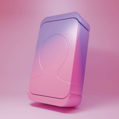 Purple-pink Taxi call telephone service icon isolated on pink background. Taxi for smartphone. Minimalism concept. 3D render illustration.