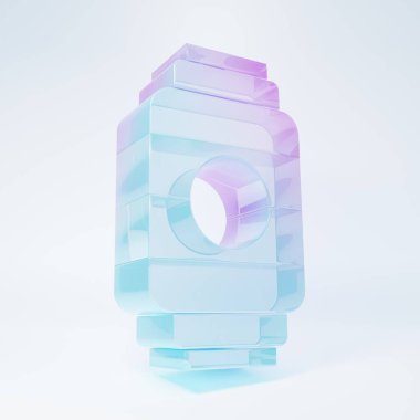 Frosted glass Japanese paper lantern icon isolated on white background. Minimalism concept. 3D render illustration.