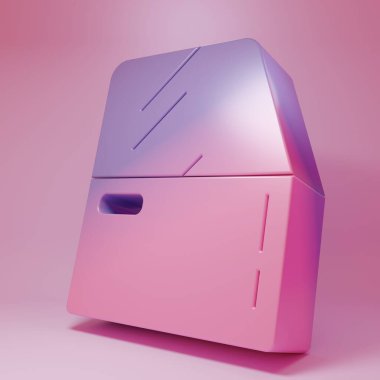 Purple-pink Car door icon isolated on pink background. Minimalism concept. 3D render illustration.