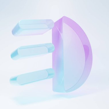 Frosted glass High beam icon isolated on white background. Car headlight. Minimalism concept. 3D render illustration.