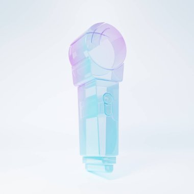 Frosted glass Microphone icon isolated on white background. On air radio mic microphone. Speaker sign. Minimalism concept. 3D render illustration.