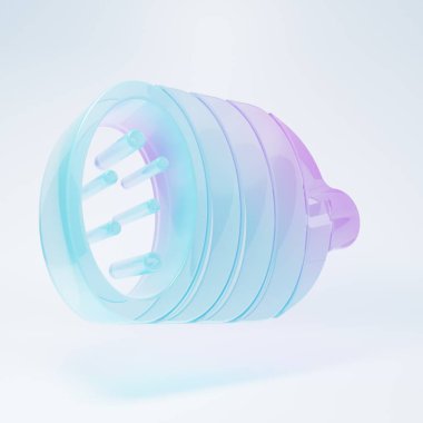 Frosted glass Salami sausage icon isolated on white background. Meat delicatessen product. Minimalism concept. 3D render illustration.