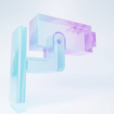 Frosted glass Security camera icon isolated on white background. Minimalism concept. 3D render illustration.