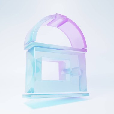 Beyaz arka planda izole edilmiş buzlu cam boya kovası ikonu. Minimalizm kavramı. 3 Boyutlu resimleme.