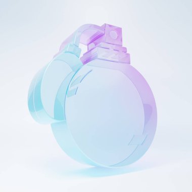 Beyaz arka planda izole edilmiş buzlu cam parfüm ikonu. 8 Mart. Uluslararası Mutlu Kadınlar Günü. Minimalizm kavramı. 3 Boyutlu resimleme.