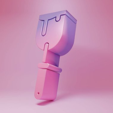 Purple-pink Putty knife icon isolated on pink background. Spatula repair tool. Spackling or paint instruments. Minimalism concept. 3D render illustration.