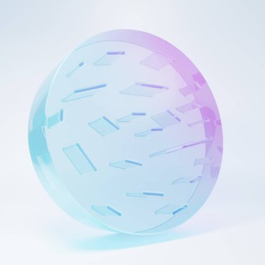 Frosted glass Planet Venus icon isolated on white background. Minimalism concept. 3D render illustration.