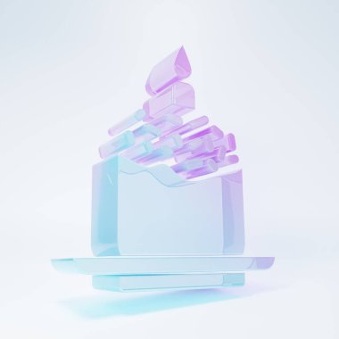 Frosted glass Easter cake and candle icon isolated on white background. Happy Easter. Minimalism concept. 3D render illustration.