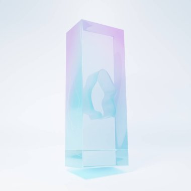 Frosted glass Blood test and virus molecule coronavirus icon isolated on white background. Coronavirus, COVID-19. 2019-nCoV. Minimalism concept. 3D render illustration.