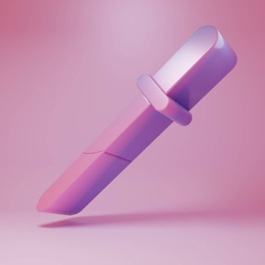 Purple-pink Pipette icon isolated on pink background. Element of medical, chemistry lab equipment. Medicine symbol. Minimalism concept. 3D render illustration.