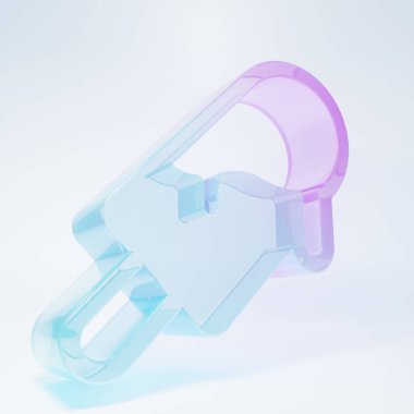 Frosted glass Ice cream icon isolated on white background. Sweet symbol. Minimalism concept. 3D render illustration.