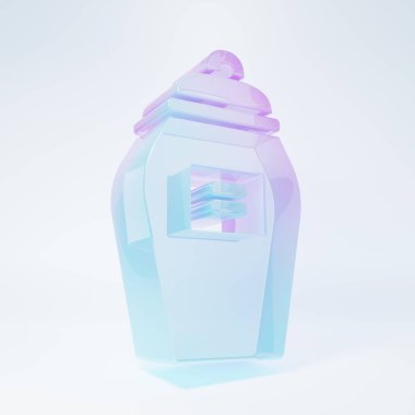Frosted glass Funeral urn icon isolated on white background. Cremation and burial containers, columbarium vases, jars and pots with ashes. Minimalism concept. 3D render illustration.