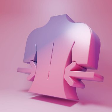 Purple-pink Massage icon isolated on pink background. Relaxing, leisure. Minimalism concept. 3D render illustration .
