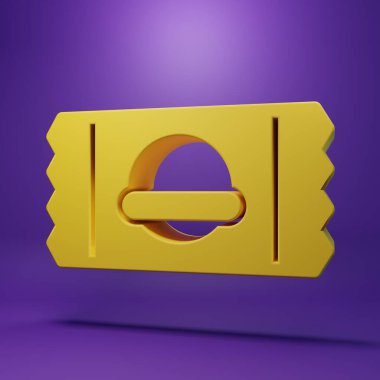 Yellow Sports nutrition bodybuilding proteine power drink and food icon isolated on purple background. Minimalism concept. 3D render illustration .